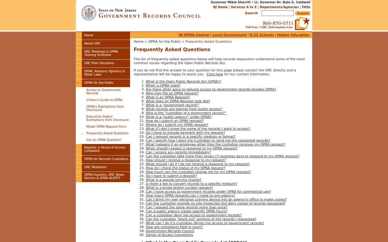 New Jersey criminal records OPRA access guidance
