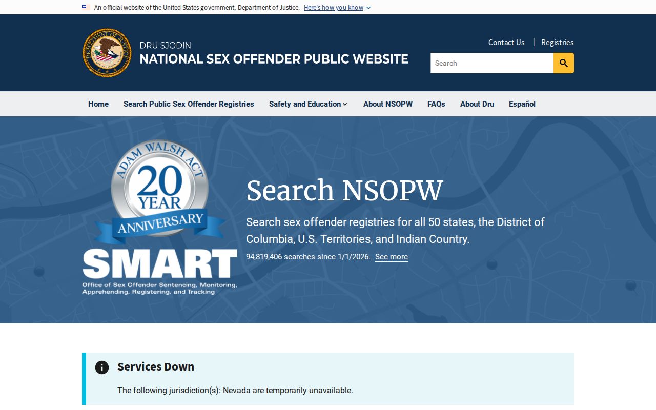 New Jersey sex offender check using the national registry search