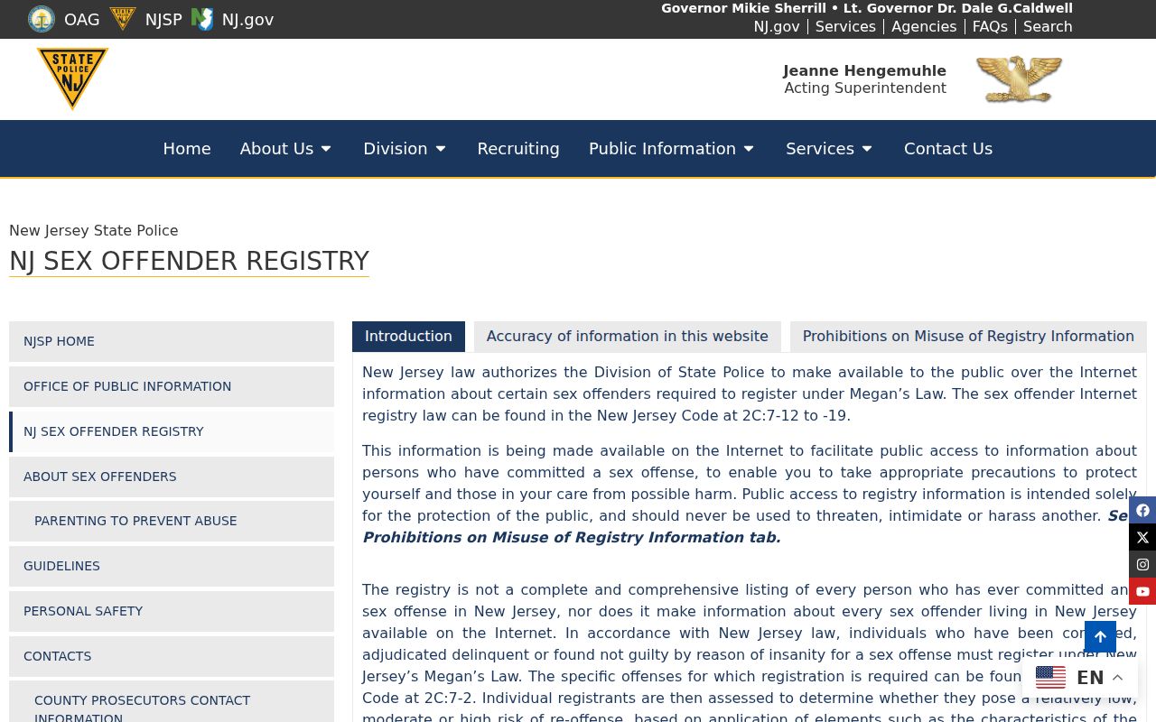 New Jersey sex offender registry search and map interface